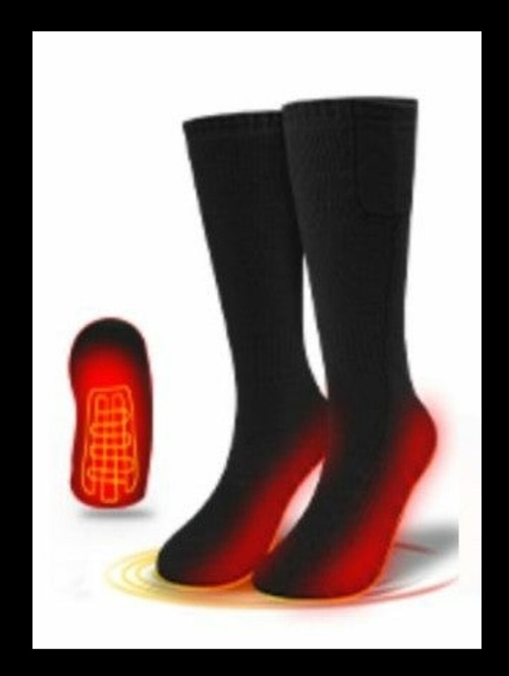 BLACK Heated Socks for Men/Women, Socks Battery is 5000mAh, Whole Toes Heating